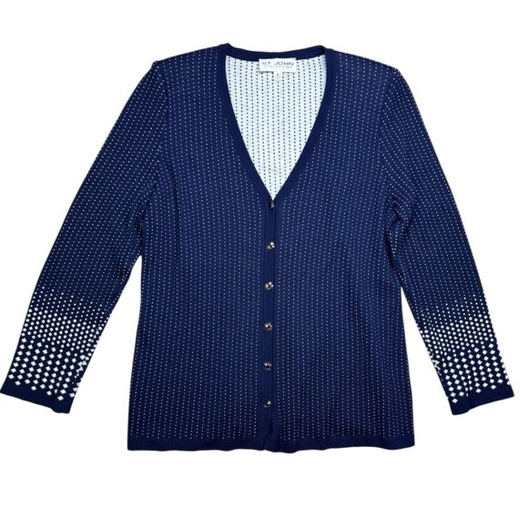 St. John Collection 10 Polka Dot Cardigan Old Money Preppy - Picture 1 of 5